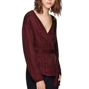 Wilfred Burgundy Wrap Tie Up Blouse Sz S
